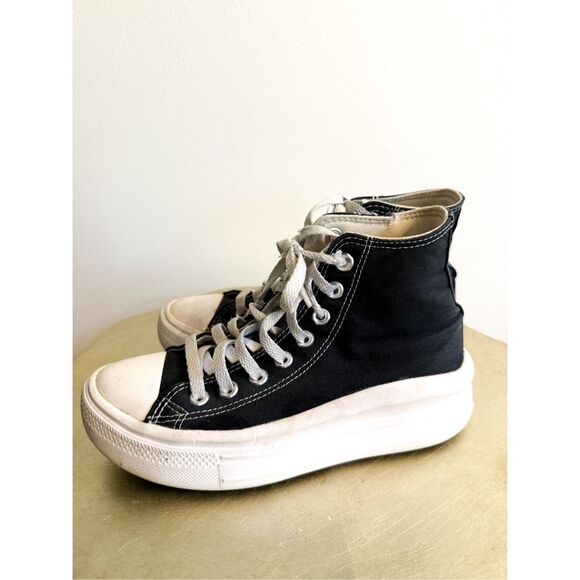 Converse Chuck Taylor All Star Move Platform Mid High Top Sneakers Black 6.5 - Picture 2 of 11